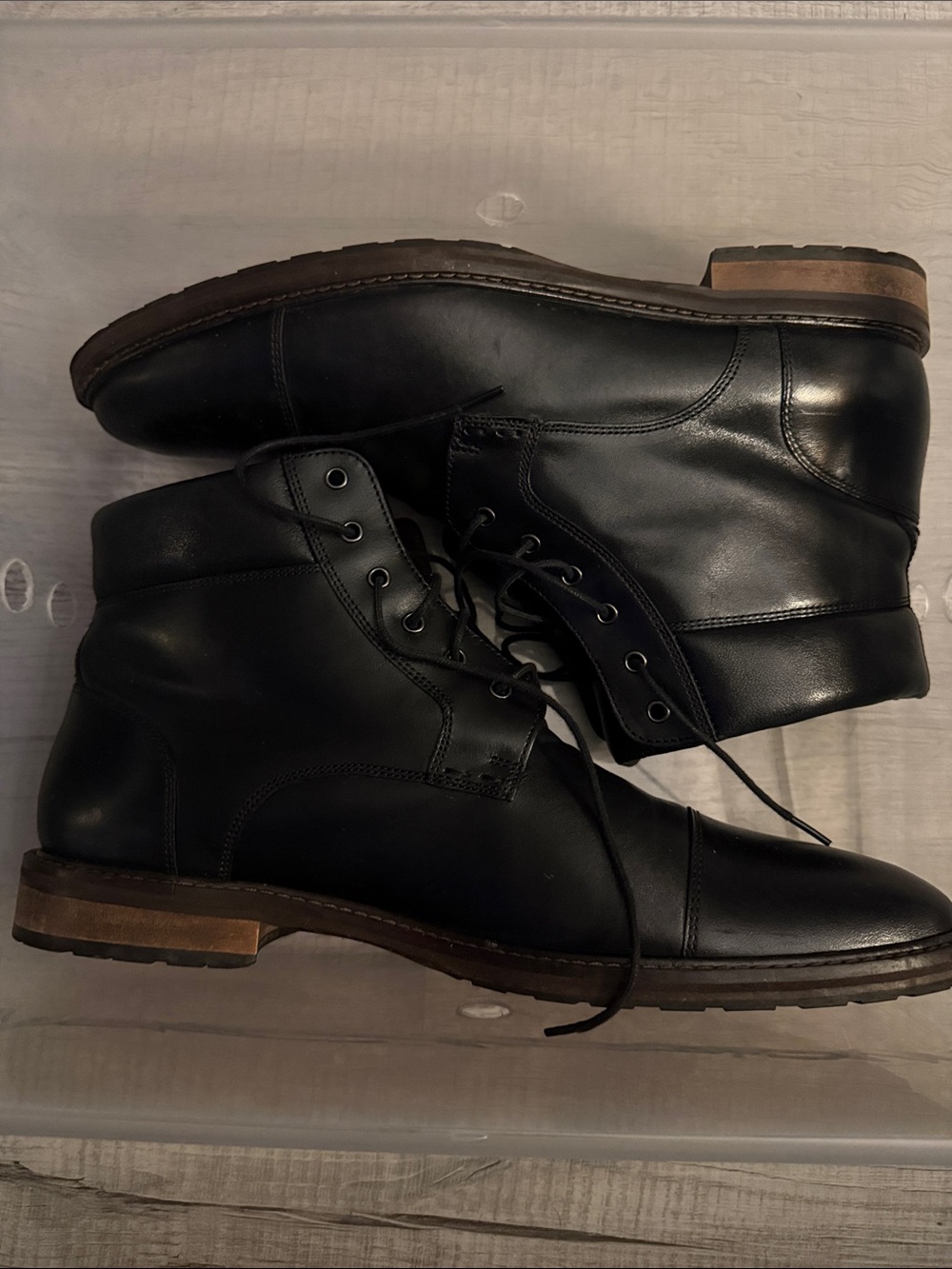 Johnson & Murphy Men's Black Leather Lace-Up Boots size 11